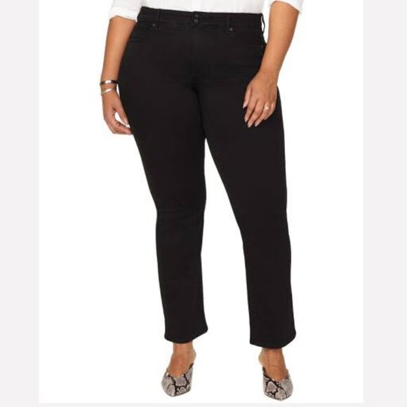 NWT - NYDJ Women's Denim Black Marilyn Double-Shank Straight-Leg Jeans Size -22W - Picture 1 of 9